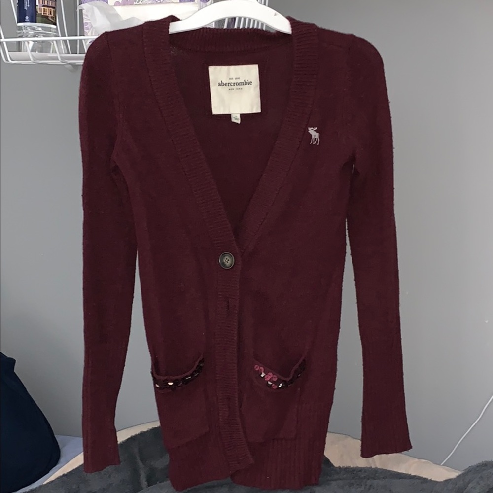 Abercrombie Burgundy Cardigan Sweater